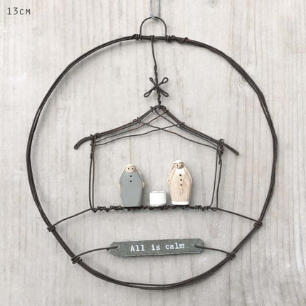 rusty wire wreath -Nativity Scene- East of India