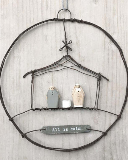 rusty wire wreath -Nativity Scene- East of India