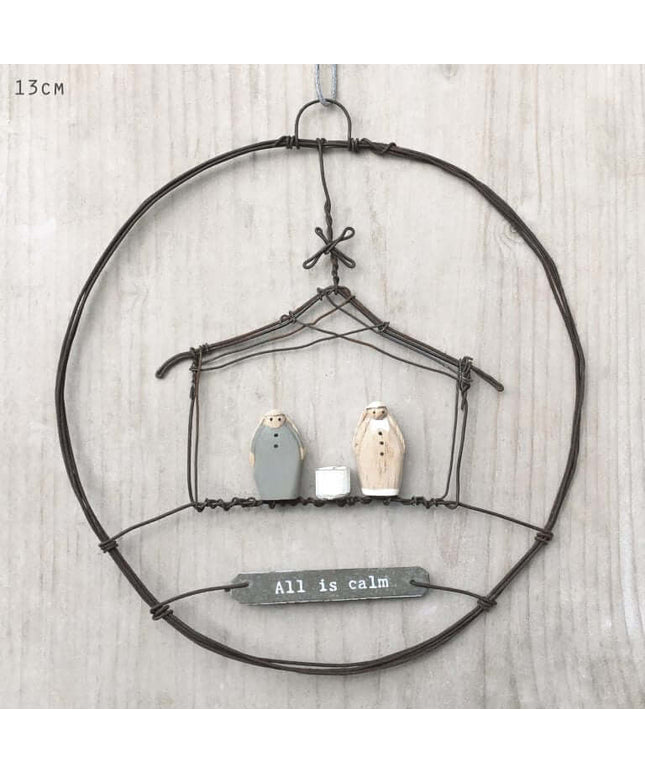 rusty wire wreath -Nativity Scene- East of India