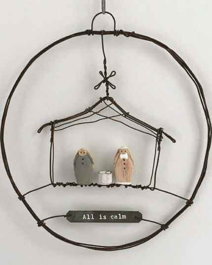 rusty wire wreath -Nativity Scene- East of India