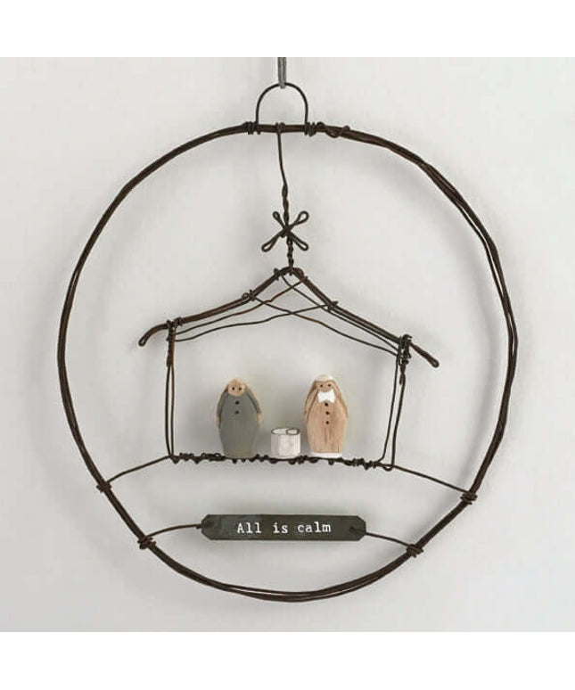 rusty wire wreath -Nativity Scene- East of India