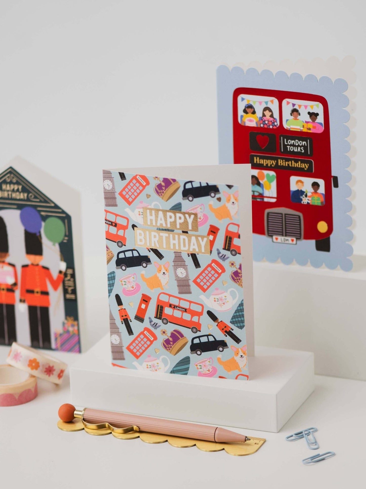 London Bus Scalloped Birthday Card Modern Birthday Card - The Red Squirrel