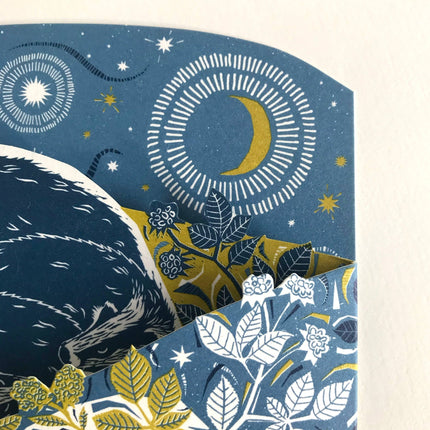 Concertina Card - Badger Amongst the Brambles