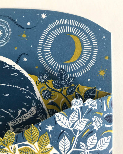 Concertina Card - Badger Amongst the Brambles