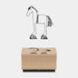 Wooden horse-shaped stamp with a matching illustration on a white background
