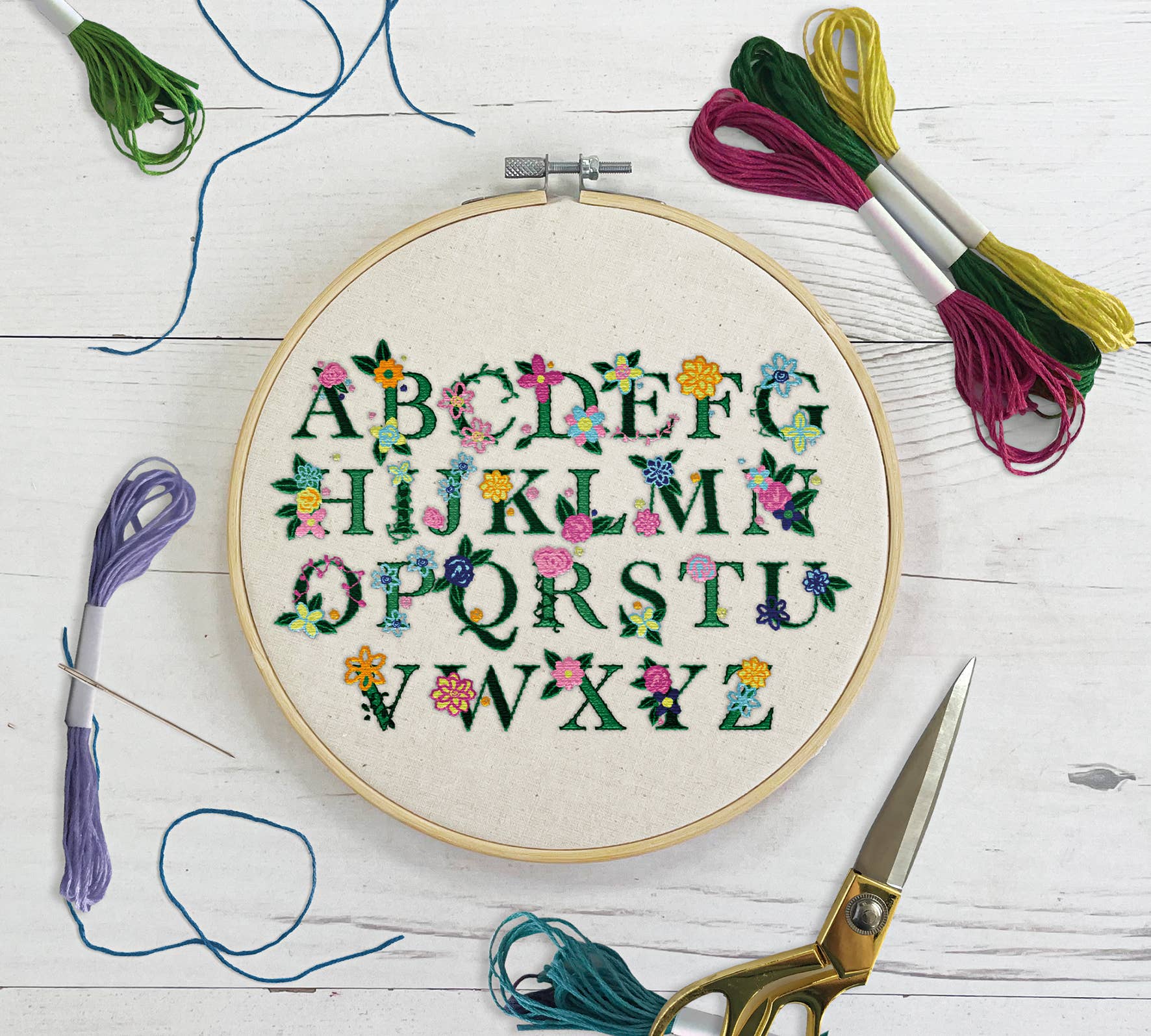 Sew & So On Embroidery Kit - Floral Letters - The Red Squirrel