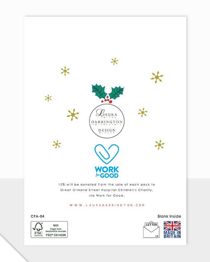 Charity Christmas Card Pack - holly leaves