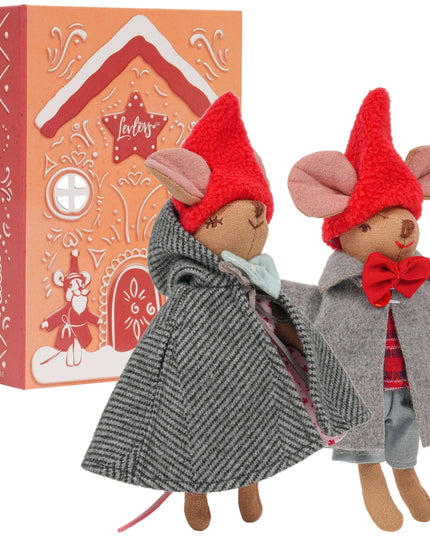 Cute Winter Mice in a Box – LevLov Mouse Set with Bed & Gingerbread House