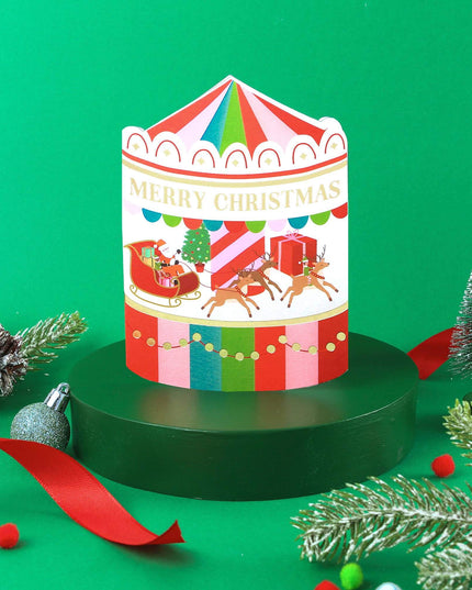 Christmas Fairground Carousel Card Holiday Card