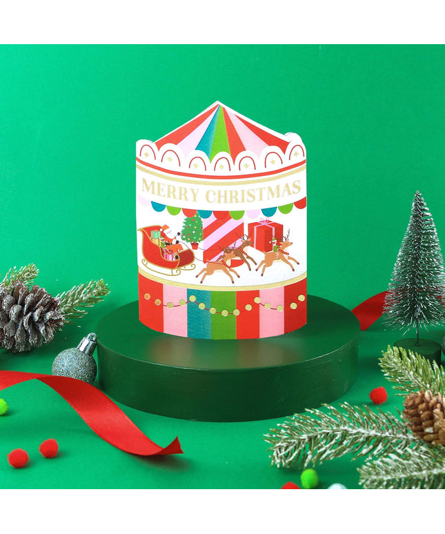 Christmas Fairground Carousel Card Holiday Card