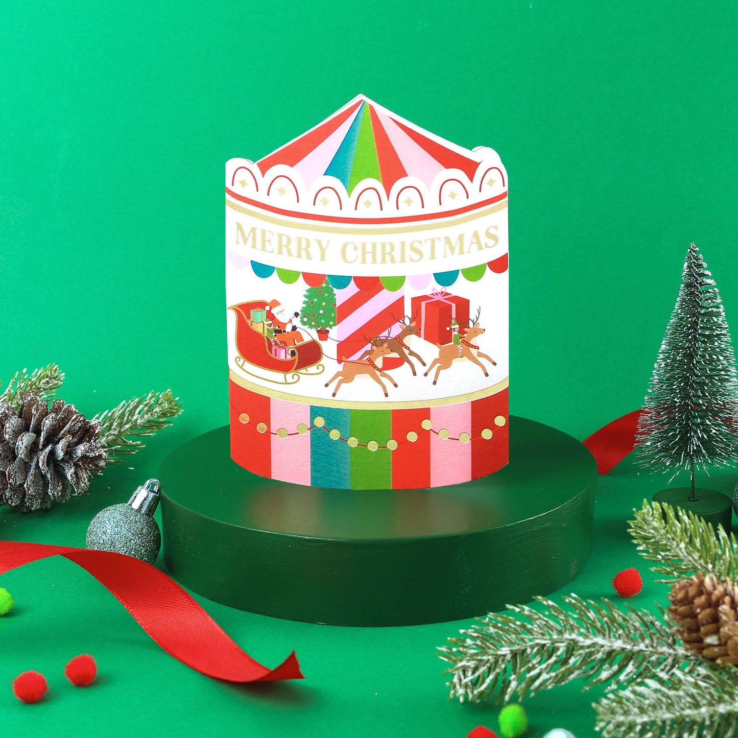 Christmas Fairground Carousel Card | Holiday Card