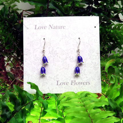 Stunning Bluebell Flower Drop Hook Earrings