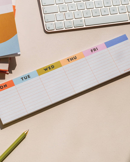 Keyboard Weekly Planner Pad | Colourful Grid