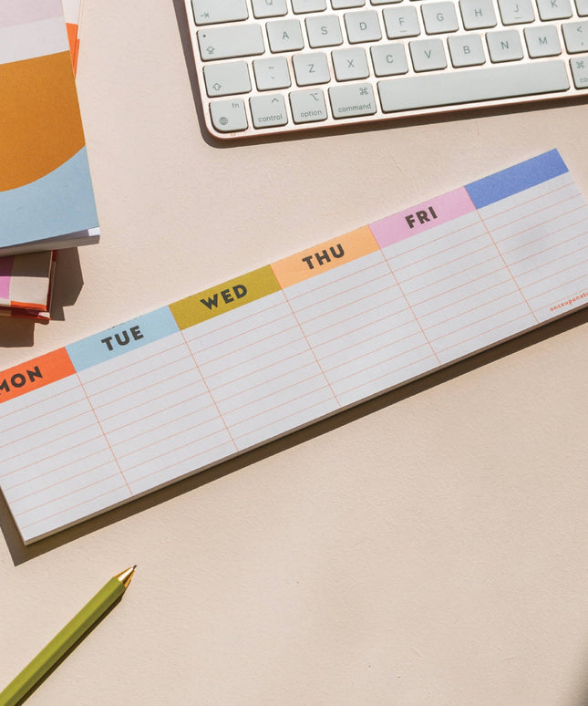 Keyboard Weekly Planner Pad | Colourful Grid