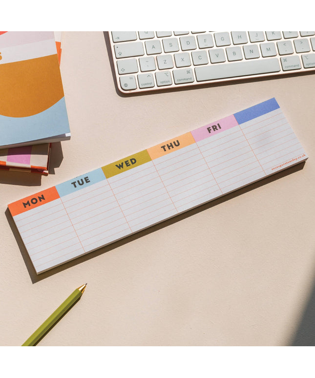 Keyboard Weekly Planner Pad | Colourful Grid