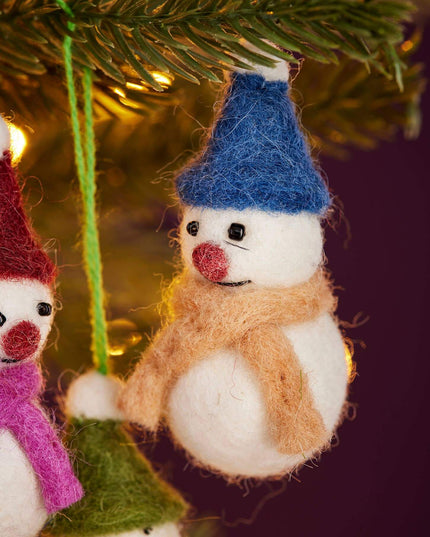 Set of 6 Felt Snowmen Decorations