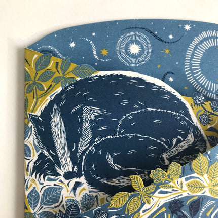 Concertina Card - Badger Amongst the Brambles