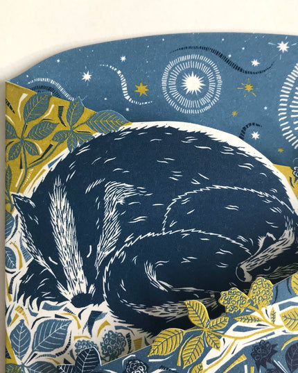 Concertina Card - Badger Amongst the Brambles