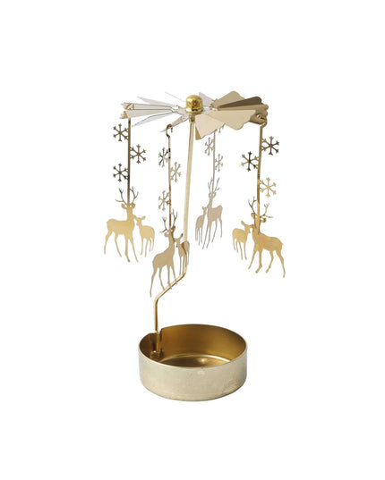 Gold Christmas Reindeer Tealight Spinner
