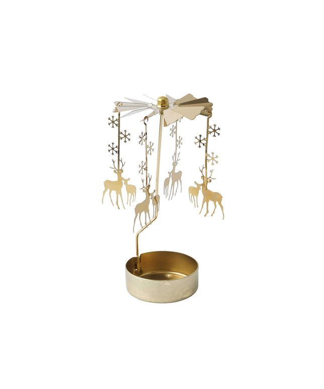Gold Christmas Reindeer Tealight Spinner
