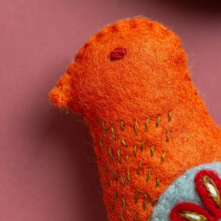 Folk Birds Felt Craft Kit - Makes 5 Embroidered Decorations | Corinne Lapierre
