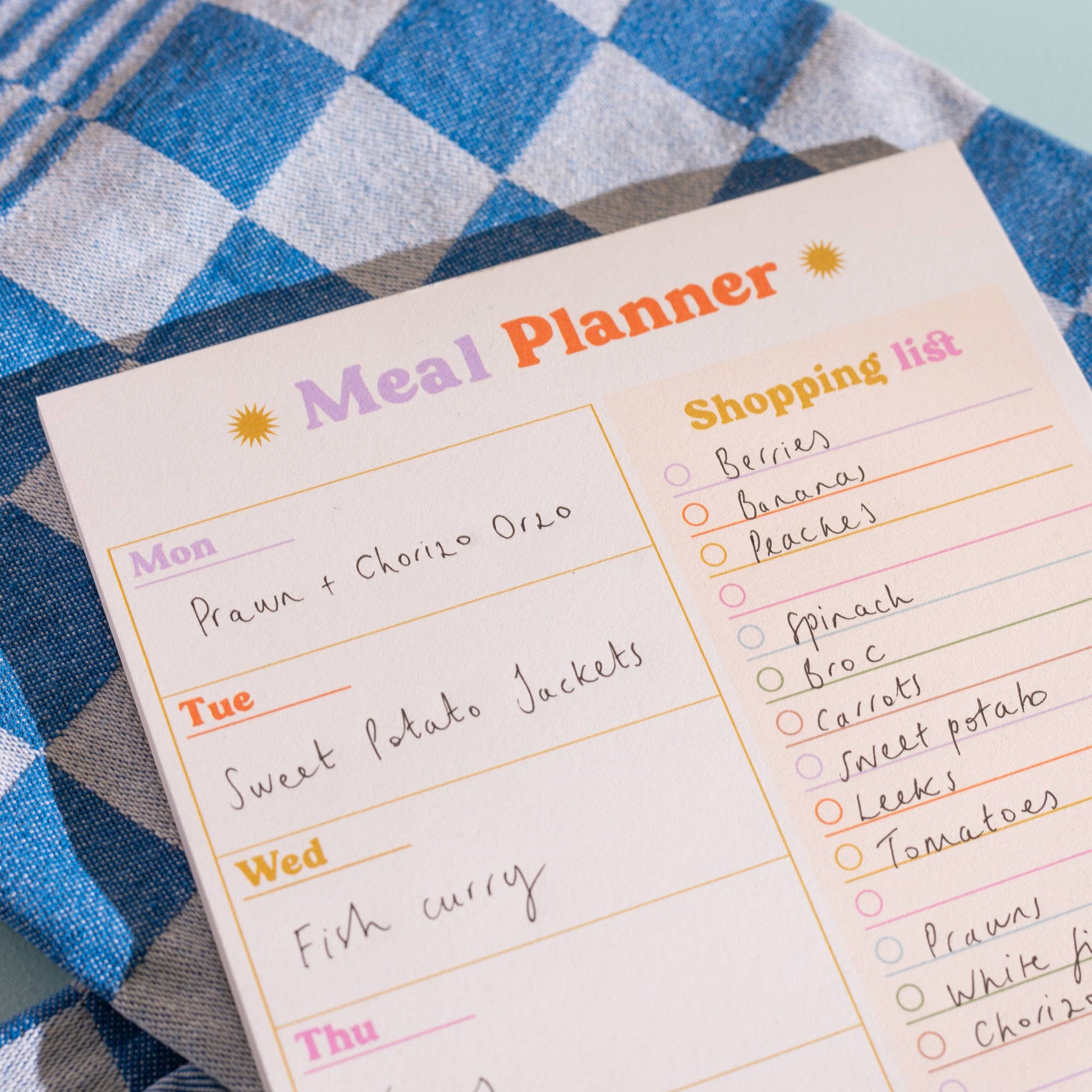 A5 Colourful Meal Planner & Shopping List - The Red Squirrel