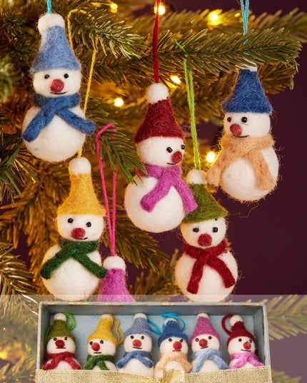 Set of 6 Felt Snowmen Decorations