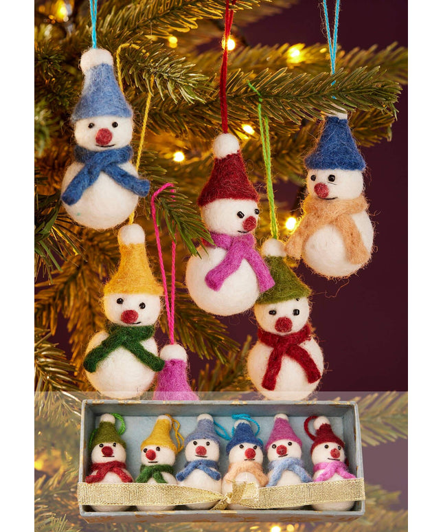 Set of 6 Felt Snowmen Decorations