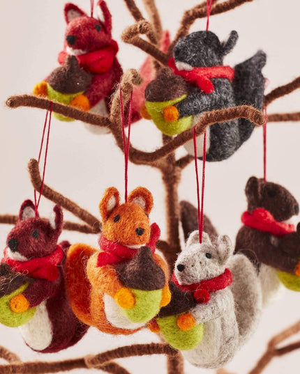 Felt Squirrel With Acorn Decoration