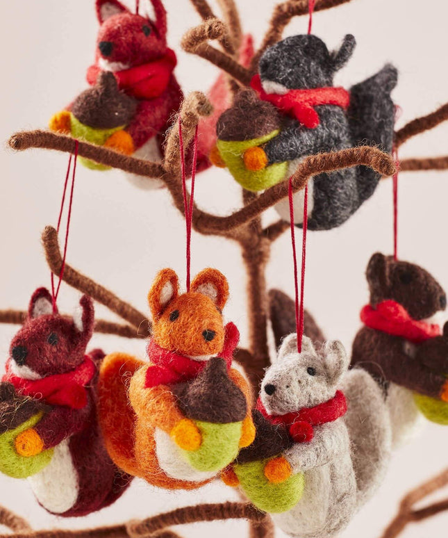 Felt Squirrel With Acorn Decoration