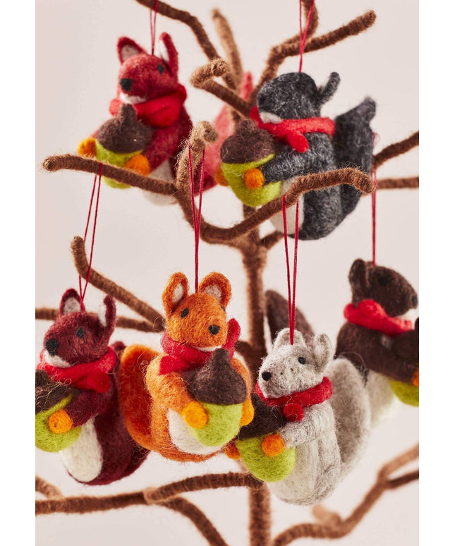 Felt Squirrel With Acorn Decoration