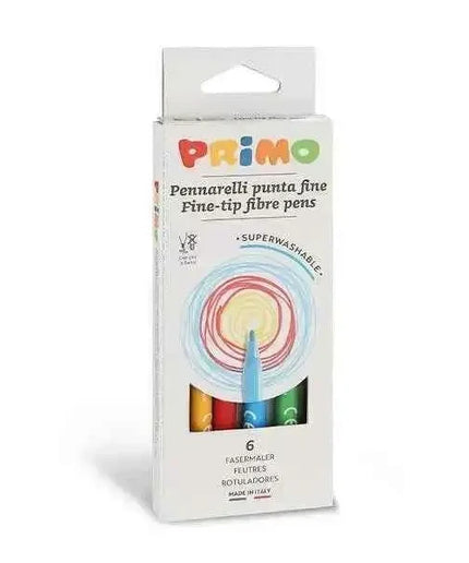 6 Fine Fibre-tip Pens - Primo