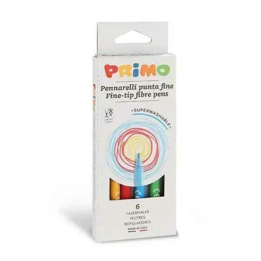 6 Fine Fibre-tip Pens - Primo