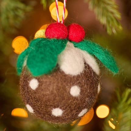 Felt Christmas Pudding Decoration – Eco-Friendly Fair Trade Ornament