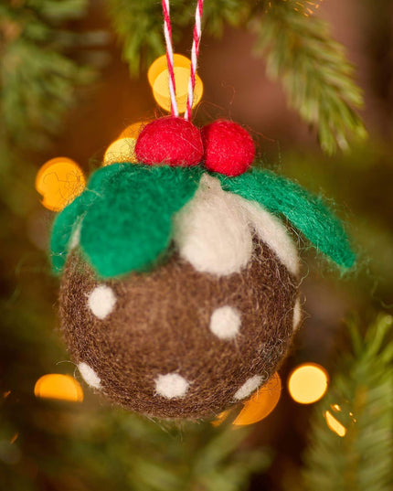 Felt Christmas Pudding Decoration – Eco-Friendly Fair Trade Ornament