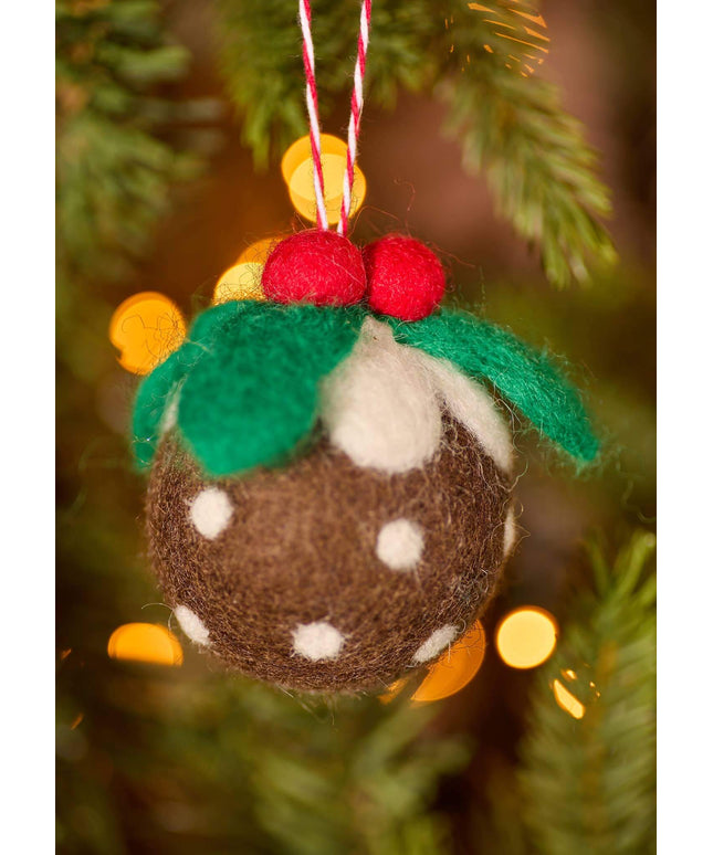 Felt Christmas Pudding Decoration – Eco-Friendly Fair Trade Ornament