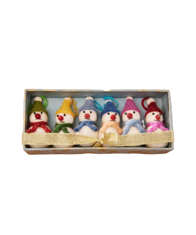 Set of 6 Felt Snowmen Decorations