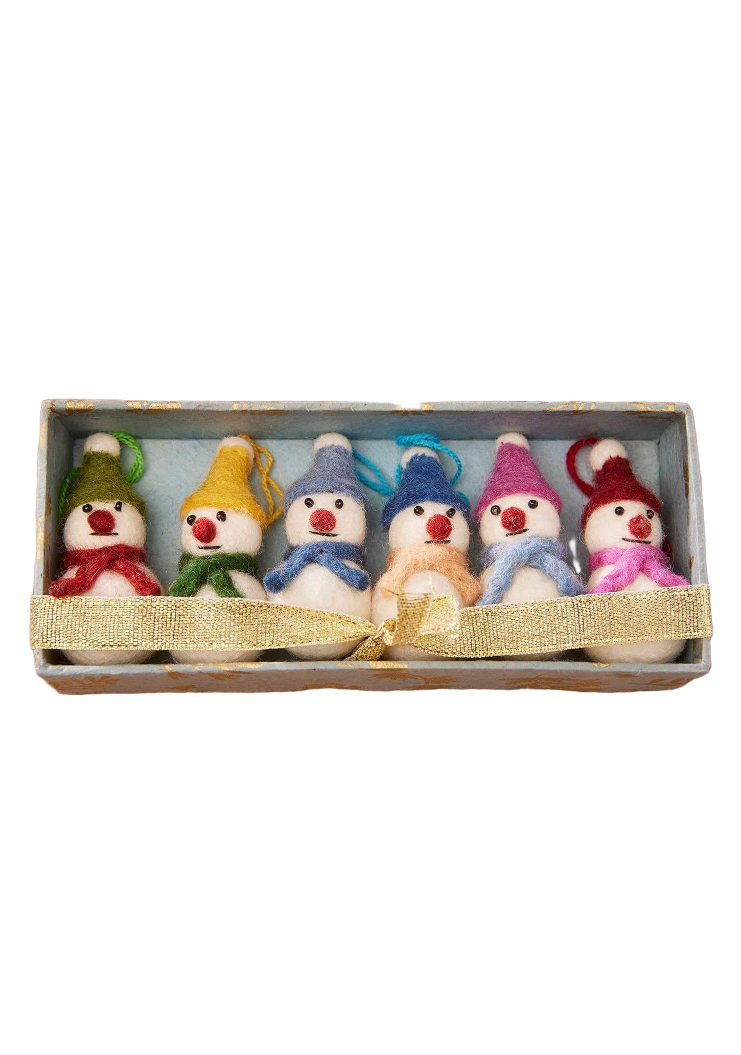 Set of 6 Felt Snowmen Decorations - The Red Squirrel