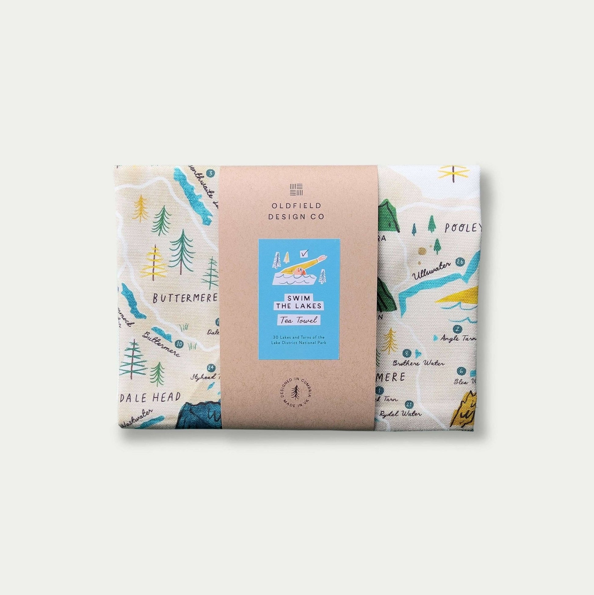 Swim the Lakes Tea Towel - The Red Squirrel