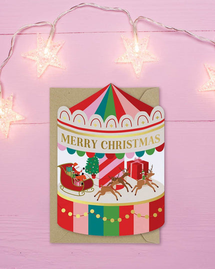 Christmas Fairground Carousel Card Holiday Card