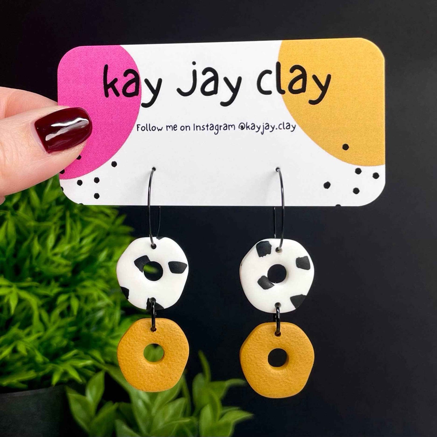 Dalmatian Print Hoop Earrings | Polymer Clay Statement Jewellery - The Red Squirrel