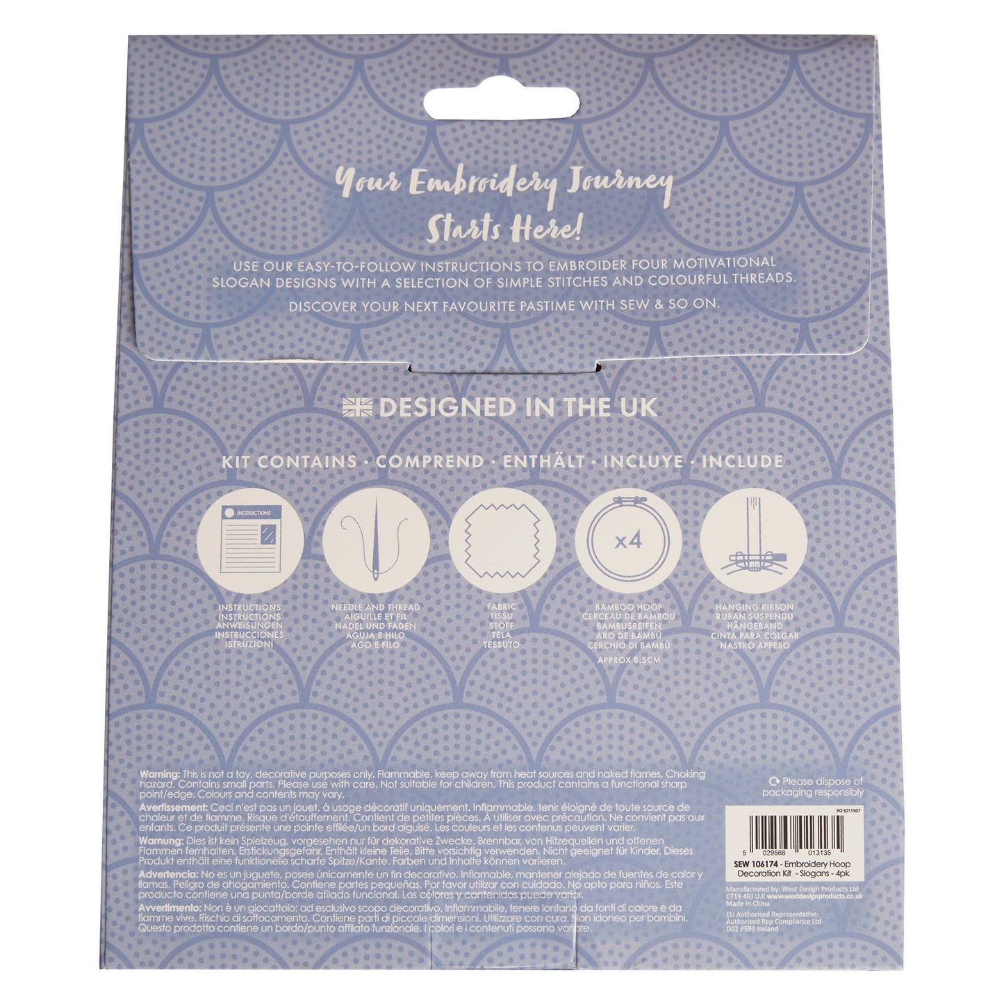 Sew & So On Embroidery Craft Stitch Kit - Slogans - The Red Squirrel