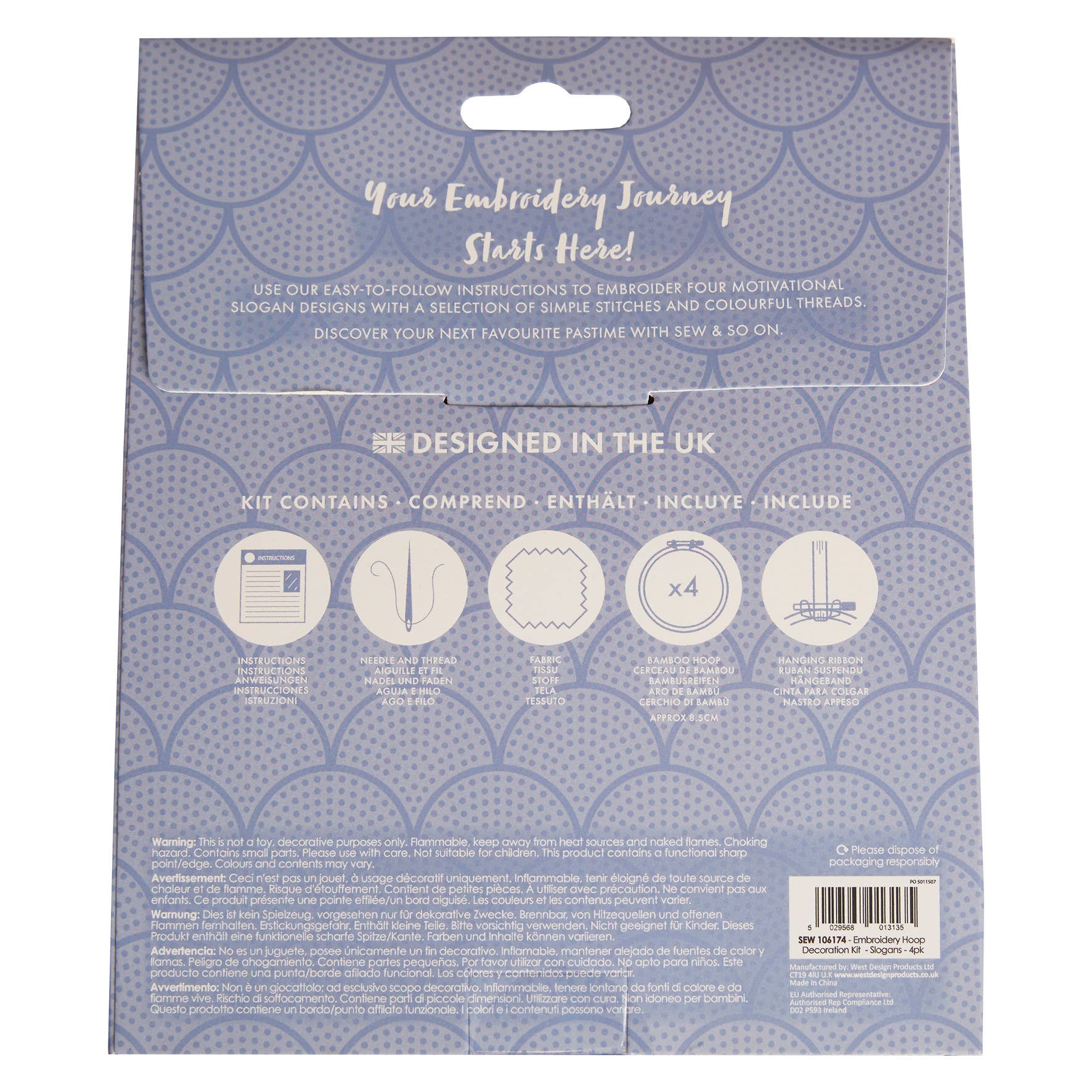 Sew & So On Embroidery Craft Stitch Kit - Slogans - The Red Squirrel