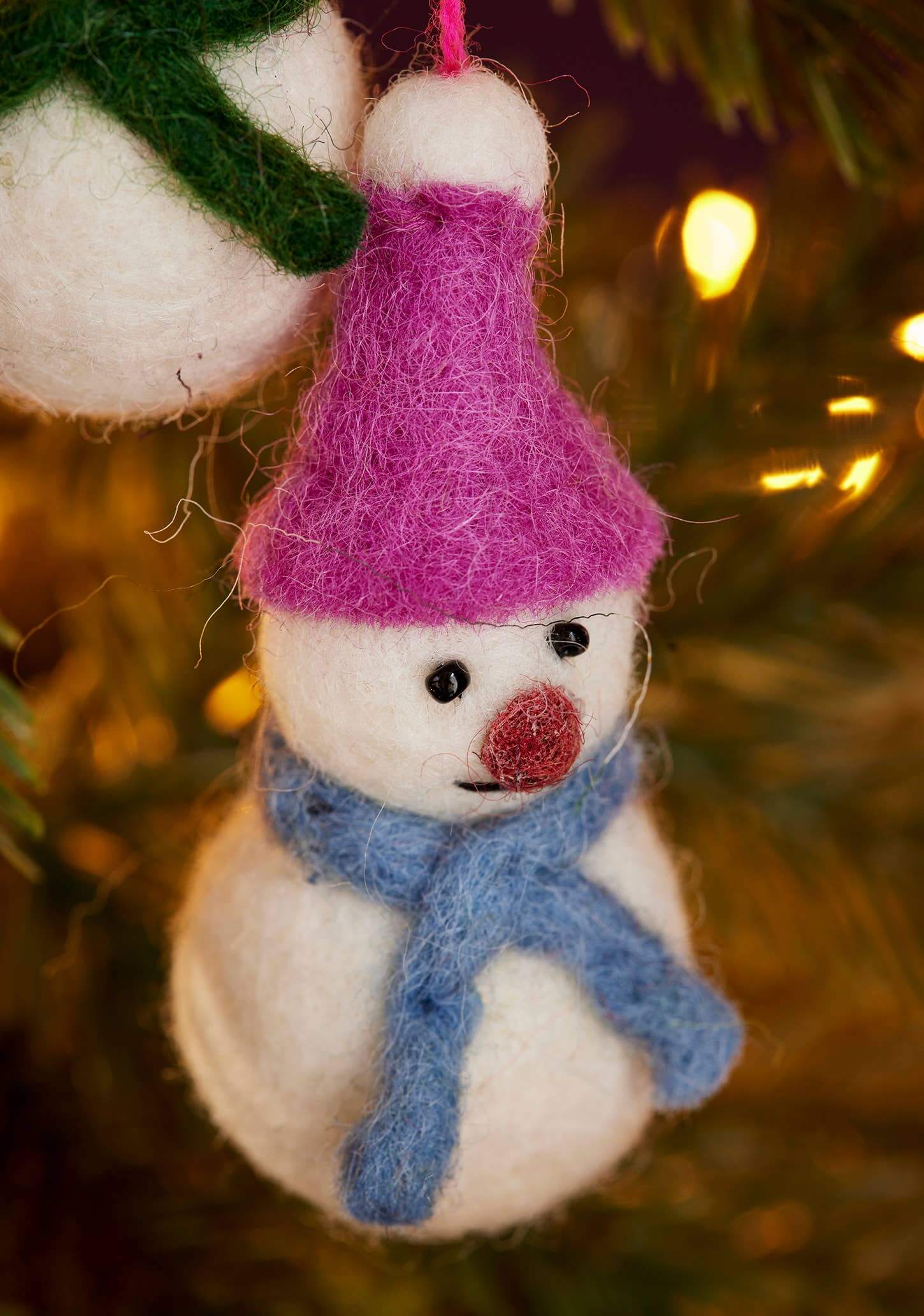 Set of 6 Felt Snowmen Decorations - The Red Squirrel