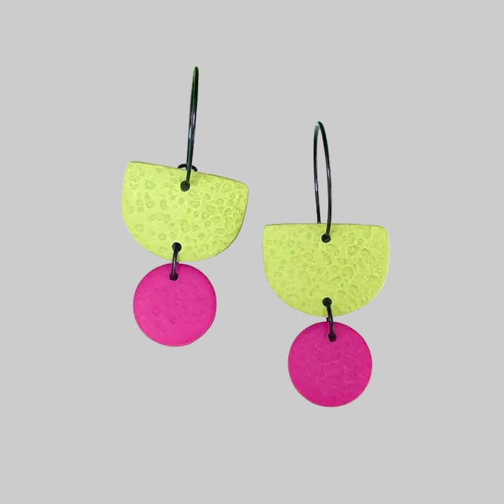 Pistachio Green Colour Block Hoop Earrings - Various colours - The Red Squirrel