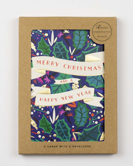 Charity Christmas Card Pack - holly leaves