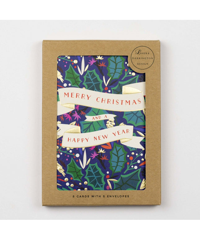 Charity Christmas Card Pack - holly leaves