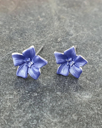 Periwinkle Blue Flower Mini Stud Earrings