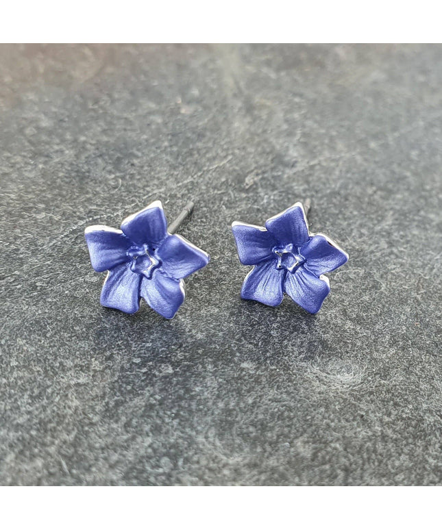 Periwinkle Blue Flower Mini Stud Earrings