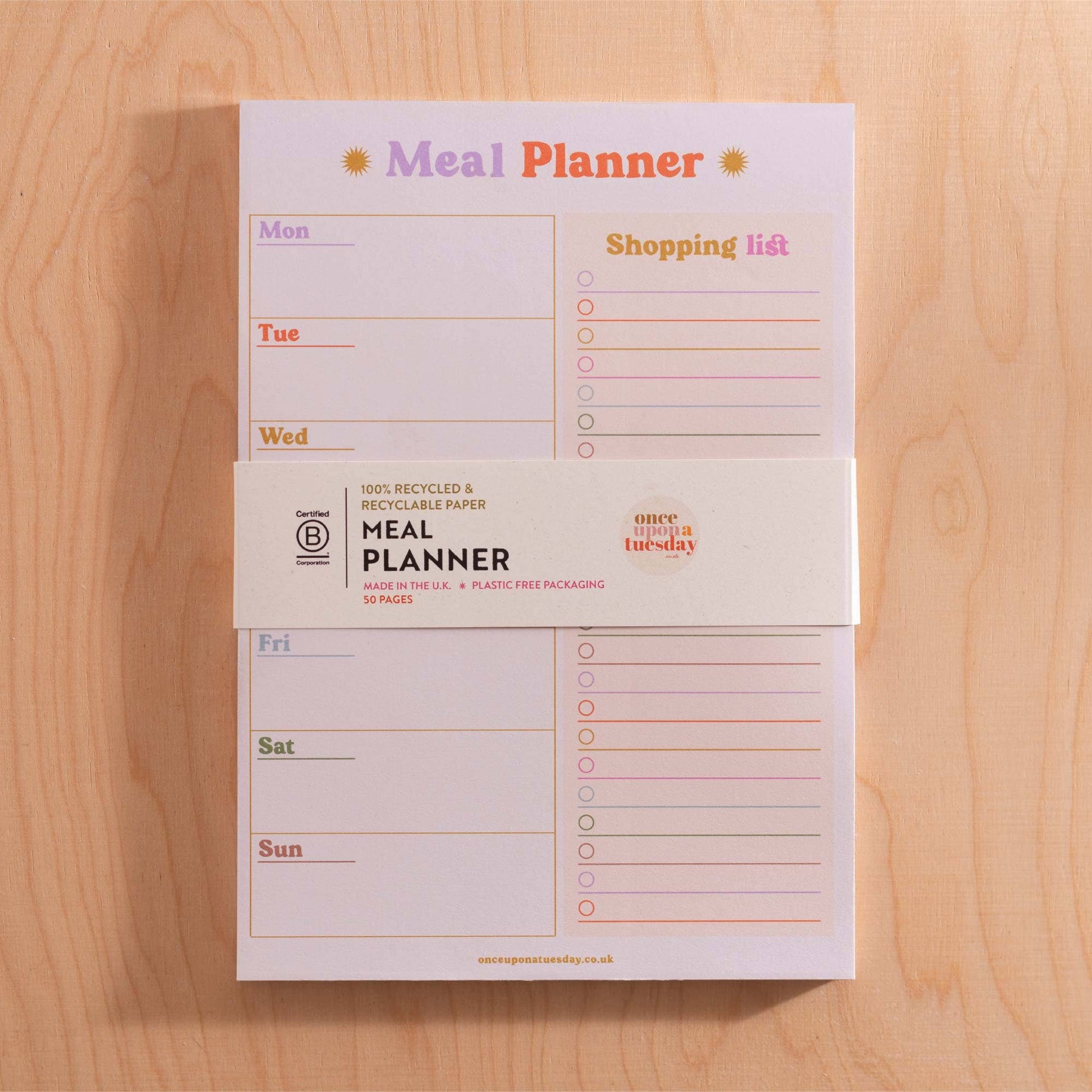 A5 Colourful Meal Planner & Shopping List - The Red Squirrel